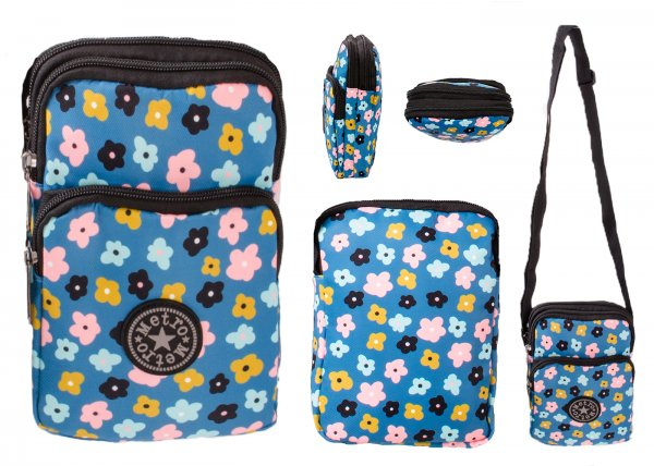 LL-167 NAVY FLORAL SMALL UNISEX POLYESTER SHOULDER BAG